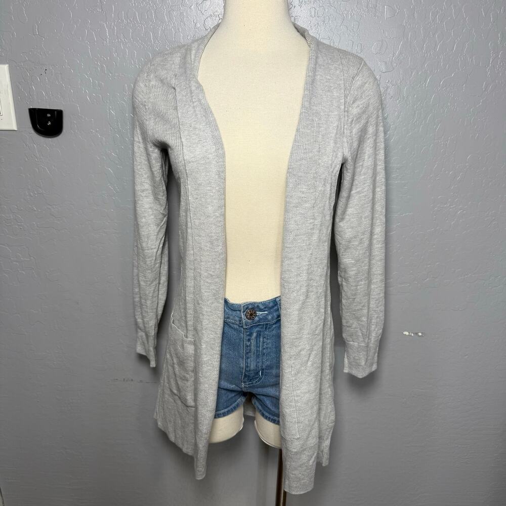 Gap Women’s Long Open-Front Cardigan, Light Heather Grey US S